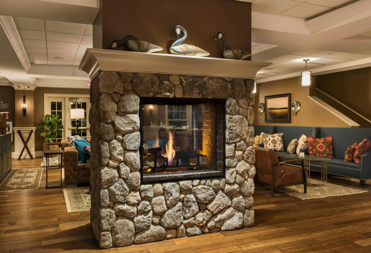 Fireplace in Lobby at the Grand at the Bedford Village Inn