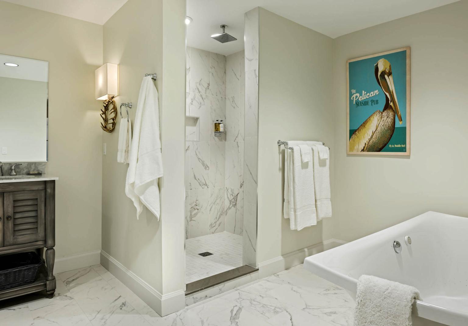 Grand King Suite Bathroom at the Grand at the Bedford Village Inn