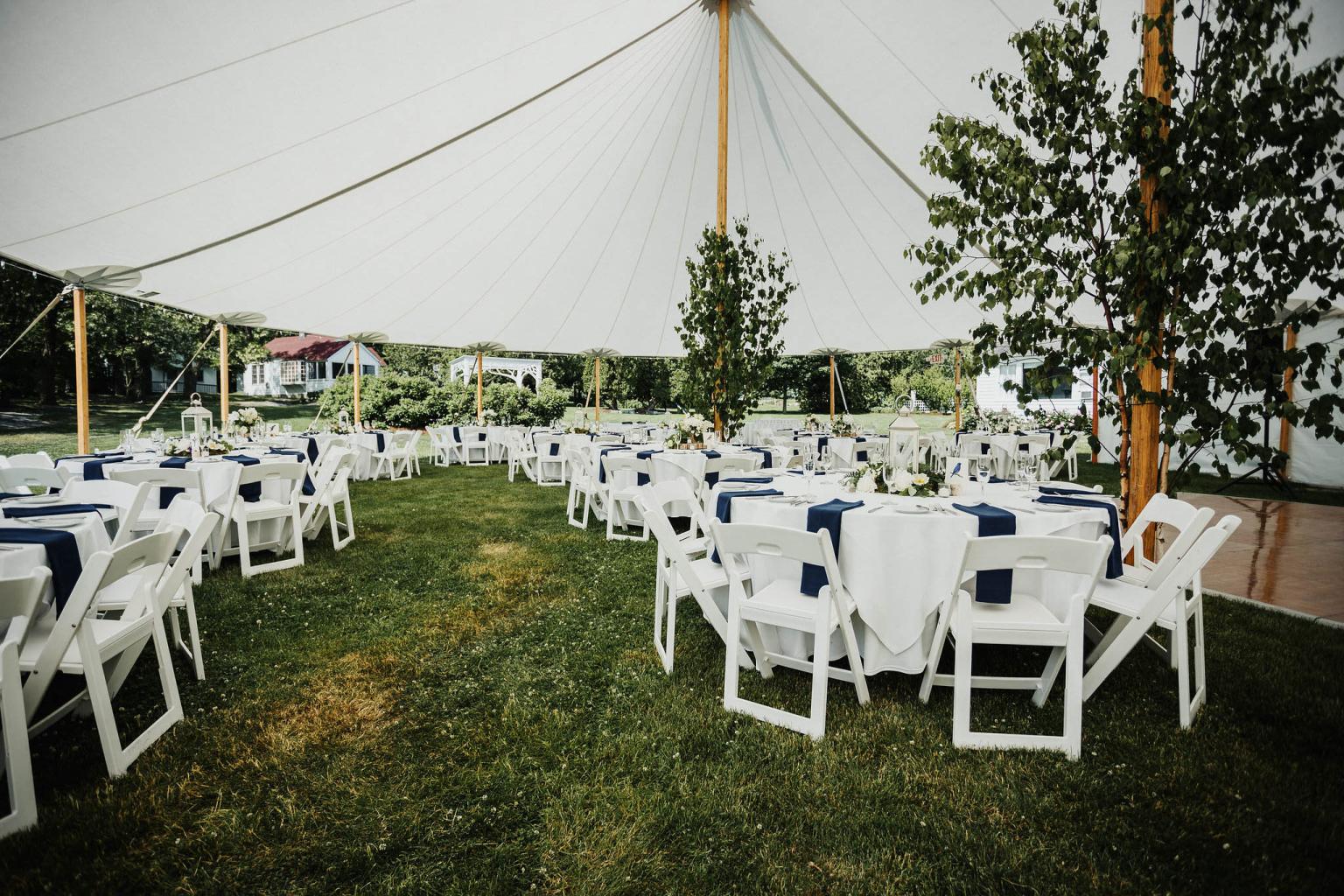 Tented wedding reception at Basin Harbor