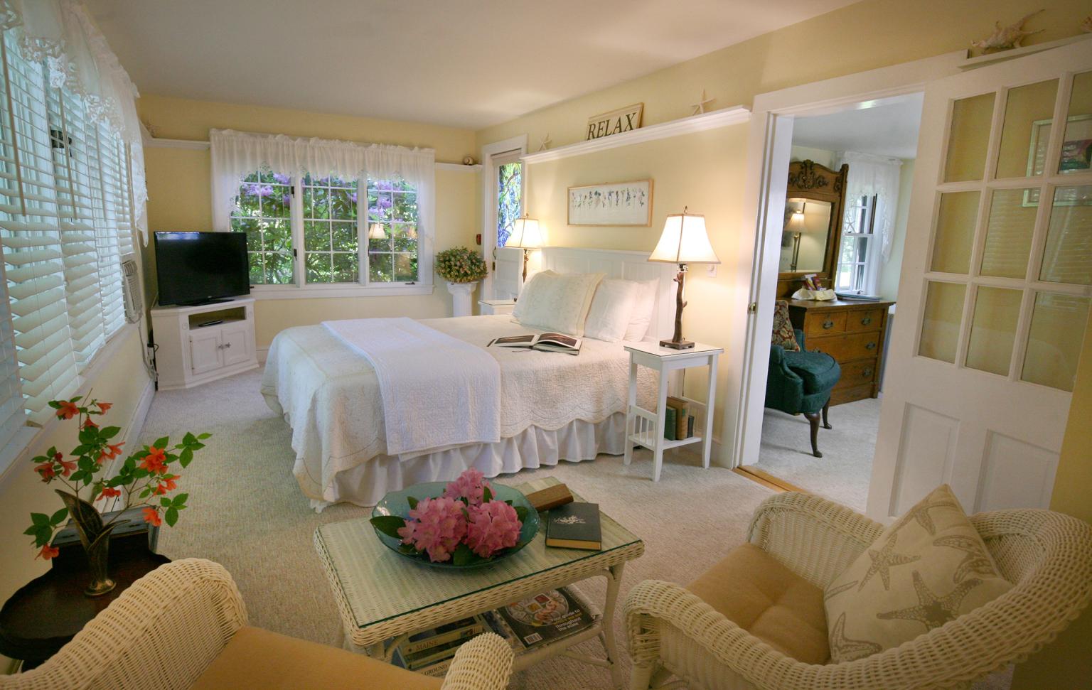 a sun filled room at the Morning Glory Inn in York Harbor, Maine