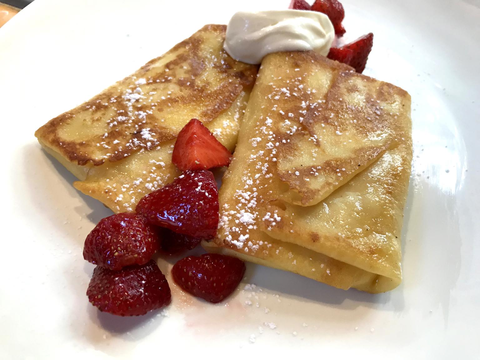Crepes with native Maine strawberries