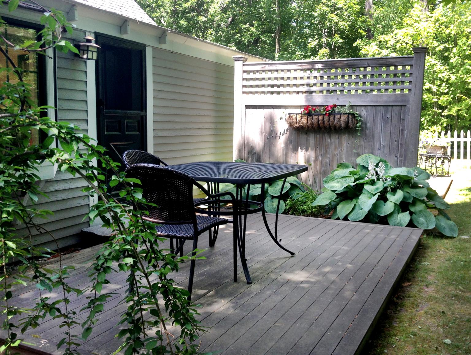 Heron room patio, Morning Glory Inn Maine