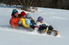 family sledding