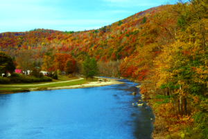 View of Charlemont from the Indian Bridge in Massachusetts. 