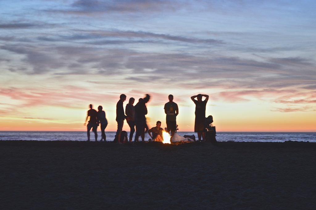 Friends on a group getaway in New England.